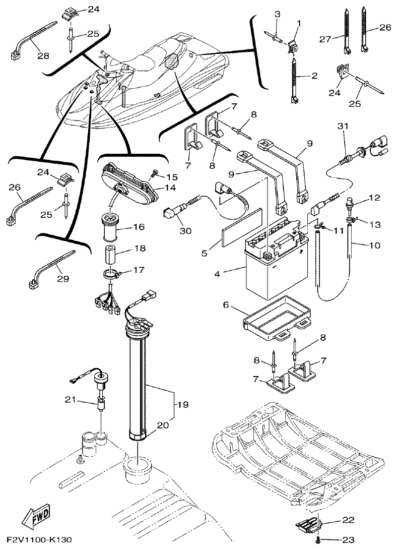 Yamaha VX700WAVERUNNER ELECTRICAL 2 parts diagram